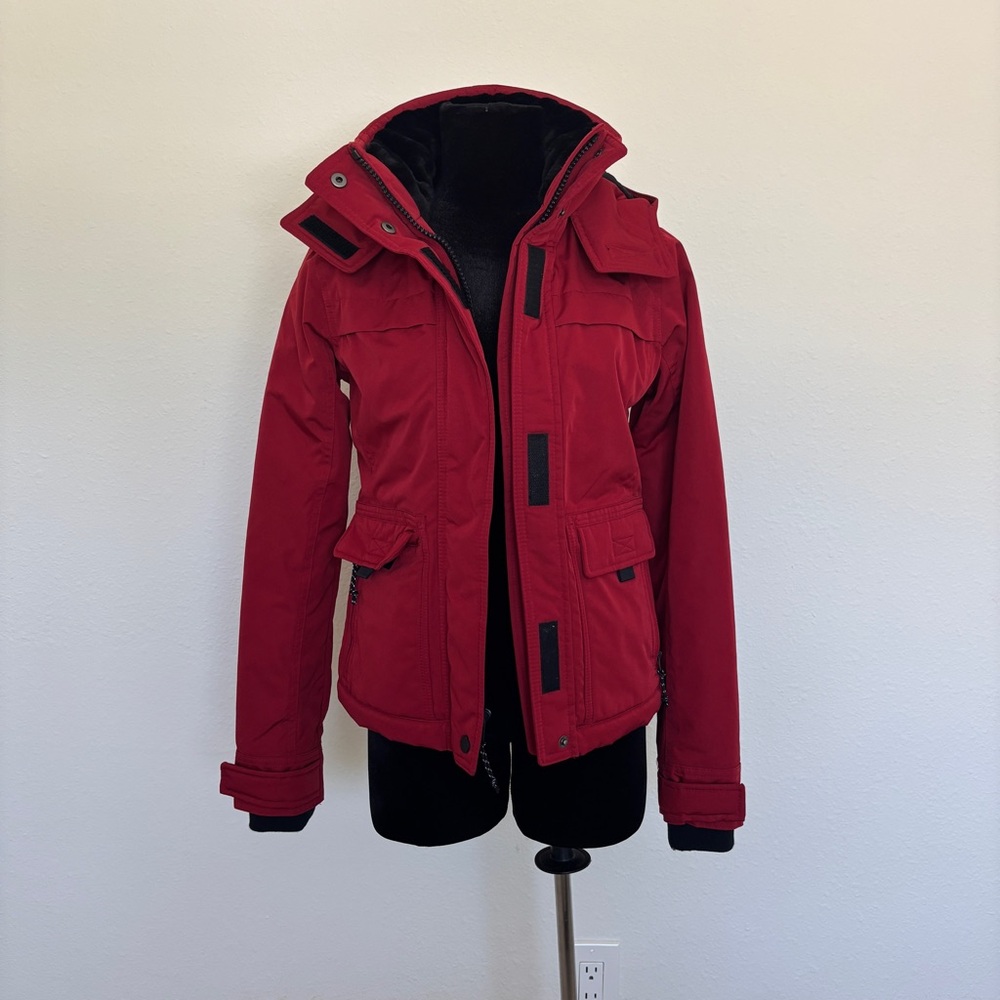 Abercrombie and Fitch Red Winter Water Resistant Coat with Hood